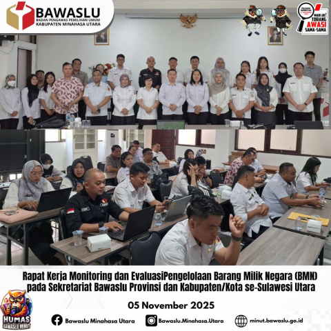 Koordinator Sekretariat Bawaslu Minahasa Utara Pada Saat Mengikuti Rapat